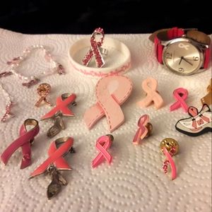 Huge breast cancer awareness jewelry lot